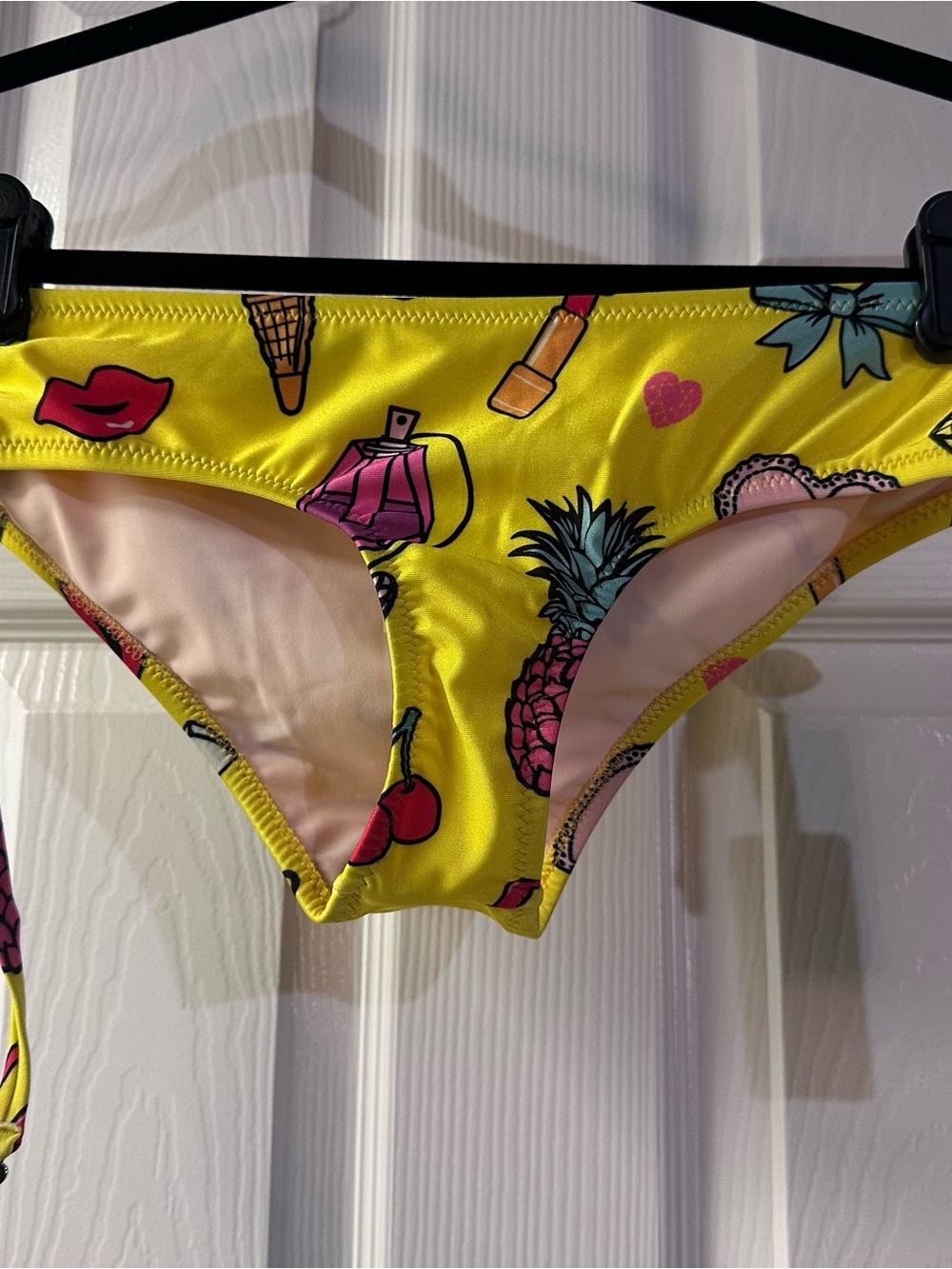 Wildfox Yellow Bikini Bottoms with Fruit & Lip Print
